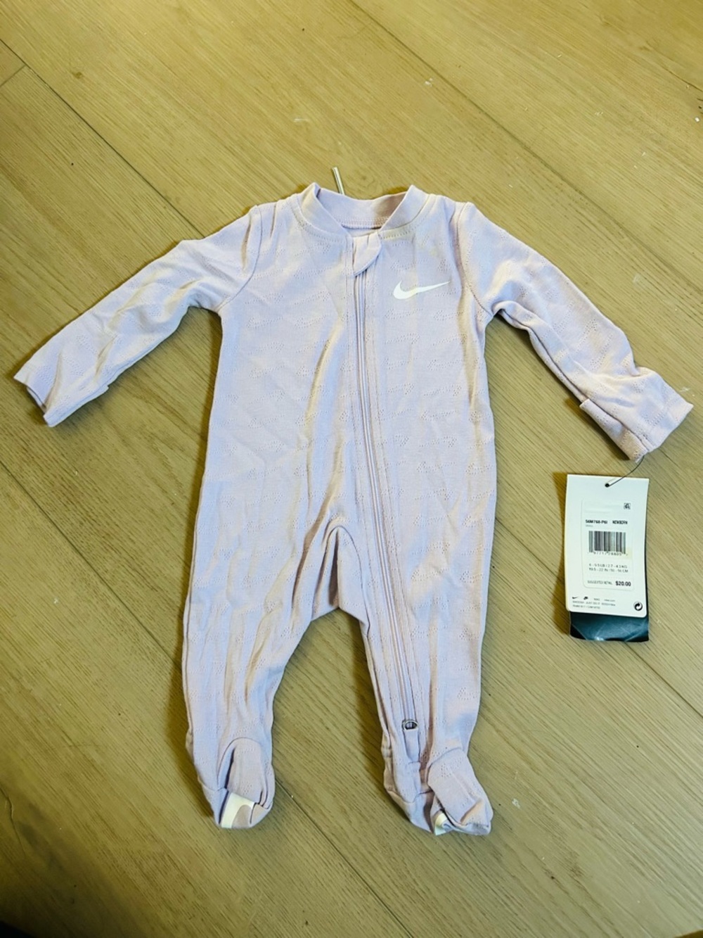 Nike Light Pink Footed Baby One-Piece Romper